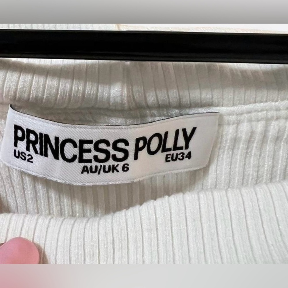 Princess Polly Off-the-Shoulder White Ribbed Button-Up Sweater Women’s XS / 2 - Picture 6 of 8